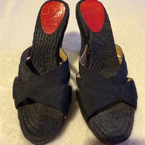 Christian Louboutin Black Espadrille Wedges